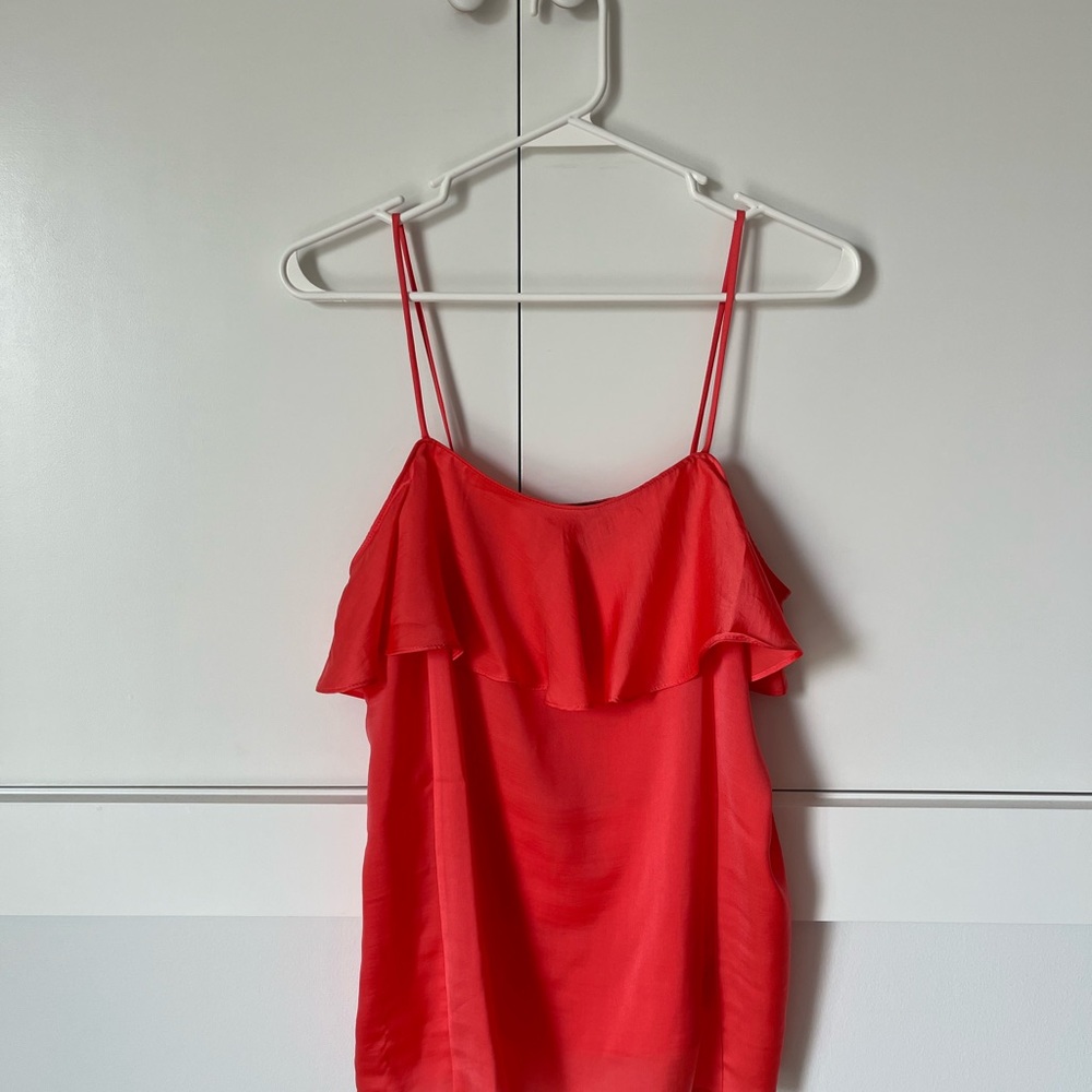 Forever 21 Coral Red Ruffle Spaghetti Strap Cami